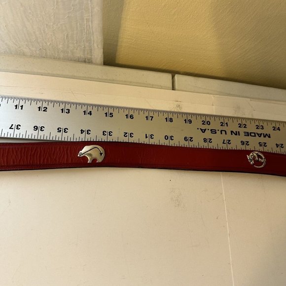 Vintage Womens Red Texas Leather Collection Western Charm Fetish Belt Size 38